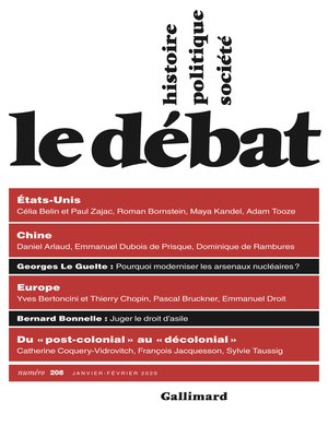 cover image of Le Débat N° 208 (Janvier--Février 2020)